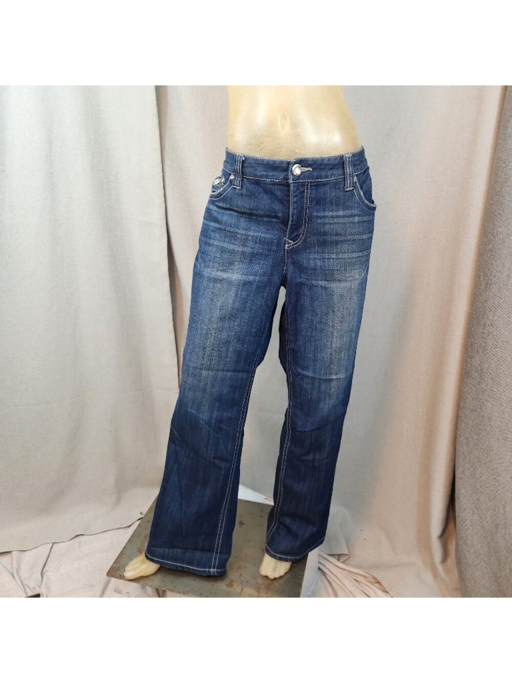 Inc Denim Boot Cut Reg Ft Mid Rise Med Wash Blue Jeans Stretch Size 16 XLARGE XL